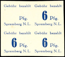 6 Pf. Freimarke Ungezähnt Im 4er-Block, Dabei Einmal Fehlende Wertziffer "6", Tadellos Postfrisch, Gepr.... - Spremberg