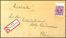 12 Pf. AM-Post Plus Einschreibzettel Auf Portoger. R-Brief Von Kiel-Elmschenhagen 25.8.45 Nach Plön, Rs.... - Kiel