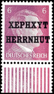 6 Pfg Hitler Lebhaftviolett  Mit Lokalem Aufdruck "XEPHXYT HERRNHUT", Tadellos Postfrisch, Mi. 200.-, Katalog: 5b... - Herrnhut