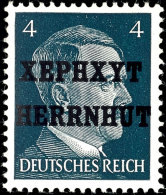 4 Pfg Hitler Mit Lokalem Aufdruck "XEPHXYT HERRNHUT", Tadellos Postfrisch, Mi. 200.-, Katalog: 3 **4 Pfg Hitler... - Herrnhut