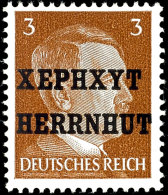 3 Pfg Hitler Mit Lokalem Aufdruck "XEPHXYT HERRNHUT", Tadellos Postfrisch, Mi. 120.-, Katalog: 2 **3 Pfg Hitler... - Herrnhut