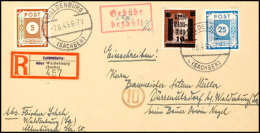 10 Auf 10. Pf. Hitler Mit Sachsen 5 Und 25 Pf. Und Gebühr Bezahlt 2 Rpf. Auf R-Brief WALDENBURG 7.8.45,... - Glauchau