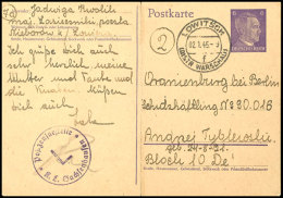 Sachsenhausen: 1945, 6 Pfg. Hitler Ganzsachenkarte Gebraucht Aus LOWITSCH 2.1.45 An Einen Schutzhäftling Des... - Other & Unclassified