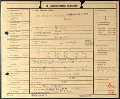 SS-Stammkarten-Abschrift Eines Angehörigen Der 11.Battr.SS-Art.Ausb.u.Ers.Rgt. Mit Briefstpl. Und Unterschrift... - Otros & Sin Clasificación