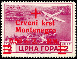 0,5 + 2 RM Rotes Kreuz, "g In Montenegro Normalstehend", Tadellos Postfrisch, Gepr. Krischke BPP (doppelt... - German Occ.: Montenegro