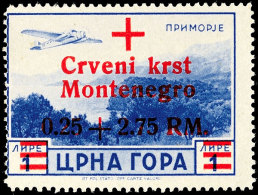 0,25 + 2,75 RM Rotes Kreuz, "g In Montenegro Normalstehend", Tadellos Postfrisch, Gepr. Krischke BPP (doppelt... - German Occ.: Montenegro