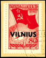 80 Kop. "Nordpolflug" Mit Schwarzem Aufdruck "VILNIUS", Aufdruckfehler V "Kerbe Rechts Oben Im Rechten Schenkel Des... - Otros & Sin Clasificación