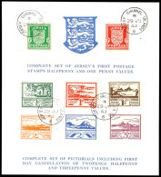 1941-43, Beide Freimarken-Ausgaben Komplett Auf Vordruckblatt "Complete Set Of...." Mit Stempel "JERSEY CHANNEL... - Other & Unclassified