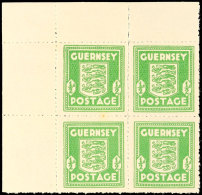 1/2 D Eckrandviererblock In Der Farbe Olivgrün, Katalog: 1c **1 / 2 D Corner Margin Block Of Four In The... - Other & Unclassified