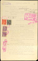 1941, 10 Gr., 50 Gr. Und Waagerechtes Paar 1 Zl. Gerichtskostenmarken Mit Rotem Stempel Auf Komplettem Dokument Aus... - Other & Unclassified