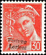 30 C. Freimarke Rot Mit Aufdruck "Festung Lorient", Ungebraucht Mit Voller Originalgummierung Und Stockpunkt,... - Other & Unclassified