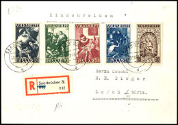 8 Fr. Bis 50 Fr. Volkshilfe 1949, Ersttagsbrief Mit Entwertung "Saarbrücken 3 D 20.12.49", Fotoattest Hoffmann... - Other & Unclassified