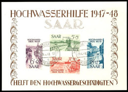Blockausgabe "Hochwasserhilfe", Großer Hochwasserblock In Blocktype III, Gestempelt "HÖCHERBERG (SAAR)... - Other & Unclassified