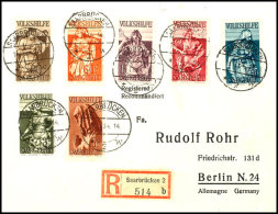40 Cent Bis 5 Fr. Volkshilfe 1934, Kpl. Satz Auf R-Brief Mit Entwertung "Saarbrücken * 2 W 14.11.34",... - Other & Unclassified