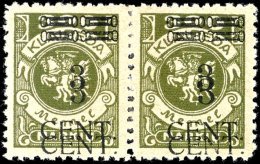 3 Cent Auf 300M Im Waagrechten Typenpaar Und Mit Klarem Gesichtsstarken Doppelaufdruck, Signiert, Der Einzelne Wert... - Memel (Klaipeda) 1923