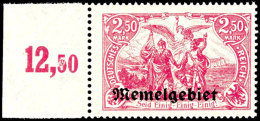 2,50 Mark Germania Mit Aufdruck "Memelgebiet", Dunkelrosalila, Tadellos Postfrisches Luxusstück Dieser Sehr... - Memel (Klaïpeda) 1923