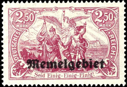 2,50 Mark Deutsches Reich Mit Aufdruck "Memelgebiet", Bräunlichlila, Tadellos Postfrisch, Gepr. Dr. Petersen... - Memel (Klaipeda) 1923