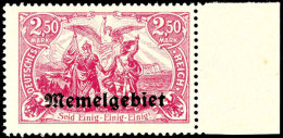 2.50 Mark In B-Farbe Tadellos Postfrisch, Tiefst Gepr. Klein BPP, Mi. 1000,-, Katalog: 13b **2. 50 Mark In... - Memel (Klaipeda) 1923