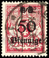 50 Pfg Auf 100 Mark "Guldenprovisorium" Mit Aufdruckfehler I "P Von Pfennige Ohne Abstrich", Zeitgerechte... - Other & Unclassified