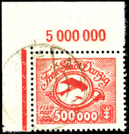 500 000 Mark Flugpost 1923, Eckrand Oben Links, Tadellos Zeitgerecht Entwertet "DANZIG * 1h 24.10.23",... - Other & Unclassified