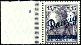 15 Pfennig Germania Mit Aufdruck In Der Besseren Farbe, Postfrisches Kabinettstück Vom Linken Rand, Tiefst... - Otros & Sin Clasificación