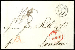 1844, Brief Vom 9.3 Von Danzig über Hamburg Nach London Mit Rotem Transitstempel Vom 12. März Und... - Autres & Non Classés