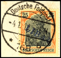 25 Pfg Germania Rotorange/schwarz Auf Gelbweiß Mit Violettblauem Aufdruck "LIBAU" In Type II, Tadellos... - Otros & Sin Clasificación