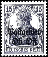 15 Pfg Germania In Der Seltenen Farbe Violettschwarz, Mit Aufdruck, Tadellos Postfrisch, Gepr. Hey BPP, Mi. 250,-,... - Other & Unclassified