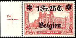1 Fr. 25 C. Rot, Linkes Ungefaltetes Randstück Mit Passerkreuz Und Plattennummer 164, Einwandfrei Postfrisch... - Other & Unclassified