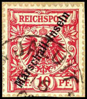 10 Pfg. Krone/Adler Mit 1. Aufdruck "Marschall-Inseln", Auf Kleinem Briefstück Mit Dem 2. Stempel Von... - Islas Marshall