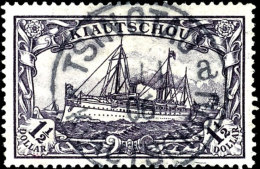 1 1/2 Dollar Kaiseryacht, A-Zähnung, Zentrisch Gestempelt "TSINGTAU 11/1 06", Kabinett, Fotoattest Steuer BPP,... - Kiautchou