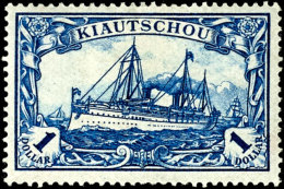 1 Dollar Kaiseryacht, 26:17 Zähnungslöcher Mit Retusche "Wertziffer 1 Kreuzweise Schraffiert",... - Kiautchou