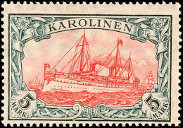 5 Mk Kaiseryacht Mit Wz., Friedensdruck, Zähnung A, Fotobefund Jäschke-L. BPP (03/2013) "...in... - Caroline Islands