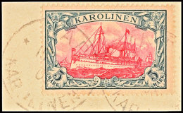 5 Mark Kaiseryacht Tadellos Auf Briefstück, Gepr. Bothe BPP, Mi. 600.-, Katalog: 19 BS5 Mark Imperial... - Islas Carolinas