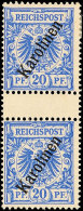 20 Pf. Steilaufdruck Zwischenstegpaar Tadellos Ungebraucht, Mi. 90.-, Katalog: 4II *20 Pf. Steep Overprint... - Caroline Islands