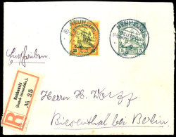 NEUHEUSIS 12.9 12, Je  Klar Und Zentr. Auf Portorichtigem R-Brief Mit 5 Und 25 Pf. Schiffszeichnung Nach Biesenthal... - German South West Africa