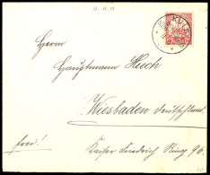 KUIS 11 11 01, Klar Und Zentr. Auf Portorichtigem Brief Mit Einzelfr. 10 Pf. Schiffszeichnung Nach Wiesbaden Mit... - German South West Africa