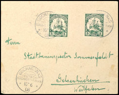 GOCHAGANAS 10.6 08,  Je Klar Und Zentr. Auf Portorichtigem Brief Mit 2mal 5 Pf. Schiffszeichnung Nach Gelsenkirchen... - German South West Africa