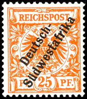 25 Pfg Krone/Adler Dunkelorange Mit Aufdruck "Deutsch-Südwestafrika", Tadellos Ungebrauchtes Luxusstück,... - German South West Africa