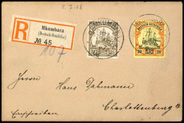 MKUMBARA 5.7.08 Je Klar Und Zentr. Auf Portorichtigem R-Brief Mit Schiffszeichnung 2½ Und 20 Heller Nach... - German East Africa