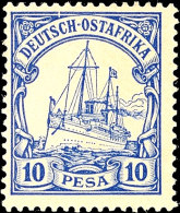 10 Pesa Kaiseryacht, Plattenfehler I "Bruch Im Oberrand über C Von Deutsch" (Feld 9), Tadellos Ungebraucht,... - German East Africa