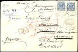 20 Pf Krone/Adler 2 Mal Auf Brief Von BAGAMOYO 11/10 91 Nach Württemberg, Gebrauchsspuren "Tax" Gestrichen,... - Afrique Orientale