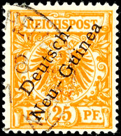 25 Pf. Gelblichorange Mit Aufdruckfehler XII Tadellos Gestempelt, Fotokurzbefund Jäschke-Lantelme BPP, Mi.... - Nueva Guinea Alemana