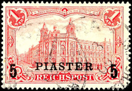 5 Piaster Auf 1 Mark Reichspost, Aufdruck In Type II (A Oben Mit Serife), Plattenfehler II "verlängerte... - Turkey (offices)