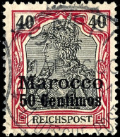 50 C. A. 40 Pfg Germania-Reichspost, Urmarken-Plattenfehler "ST Unten Waagerecht Abgeschnitten, Dabei Das S Unten... - Marruecos (oficinas)