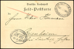 "KAISERLICH DEUTSCHE BAHNPOST PEKING-TAKU***"; Klar Auf Feldpostkarte (ohne Inhalt) Nach Beienheim Bei Friedberg... - China (offices)