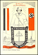 1935, "DER TAG UNSERER FREIHEIT GEKOMMEN", Zweifarbige Propagandakarte Gebraucht Mit Werbestempel Aus... - Otros & Sin Clasificación