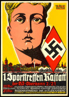 1934, 1. Sporttreffen Rastatt Der Hitler Jugend Oberbann, Sehr Seltene, Ungebrauchte, Color Propagandakarte, Im... - Autres & Non Classés