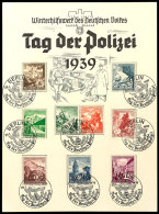 1939, Tag Der Polizei, Großes WHW Gedenkblatt Mit Pass. MiNr. 675 - 683 Und Entspr. SST Berlin 29.1.1939,... - Otros & Sin Clasificación