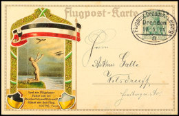 1914, Erstflug Dresden - Leipzig, Ovalstempel "Flugpost Dresden-Leipzig Dresden 10.5.14 A" Auf Flugpostkarte Mit 5... - Autres & Non Classés